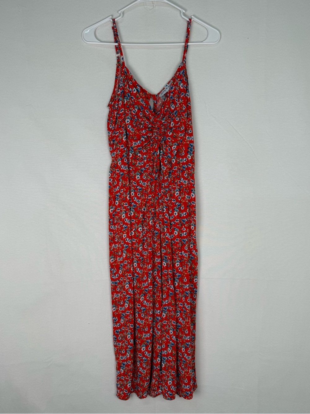 Emma & Michele Red Floral Spaghetti-Strap Jumpsuit